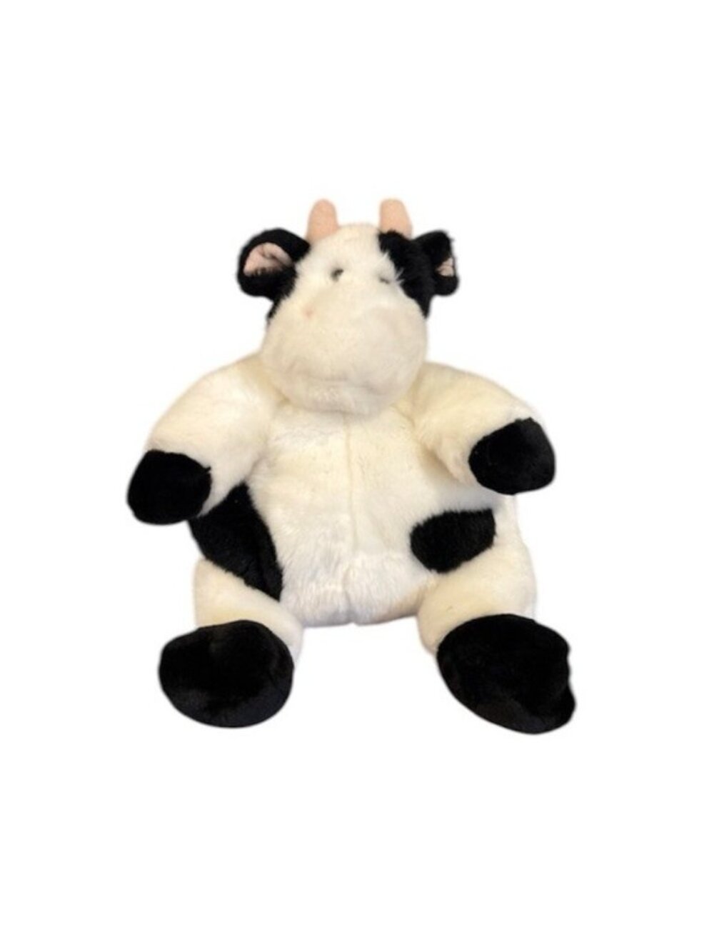 Unipak Black And White Round Chub Cow Plush Stuffed Animal Beanbag